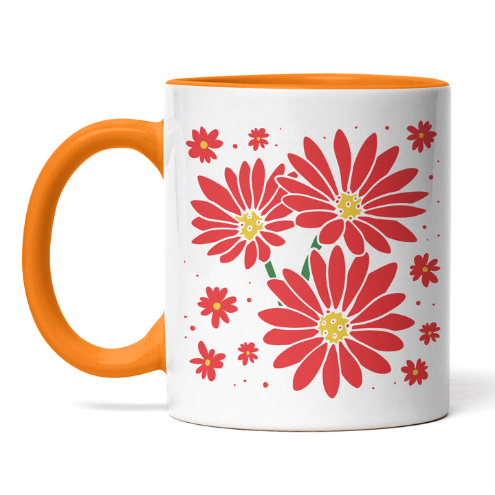 Tasse "Rote Blumen" – Elegantes Geschenk für Blumenliebhaber