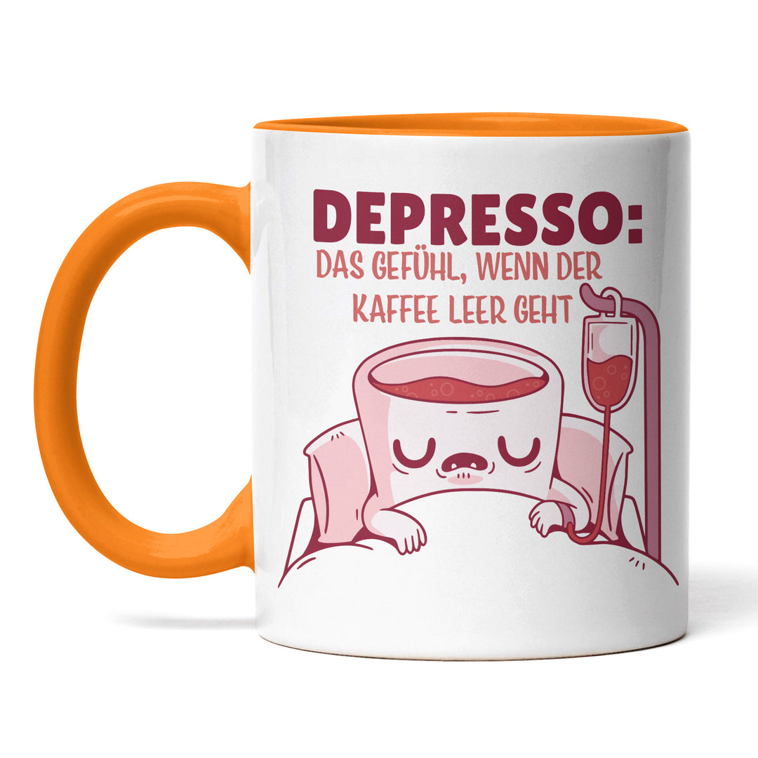 Tasse "Depresso" – Lustiges Geschenk für Kaffeejunkies & Morgenmuffel