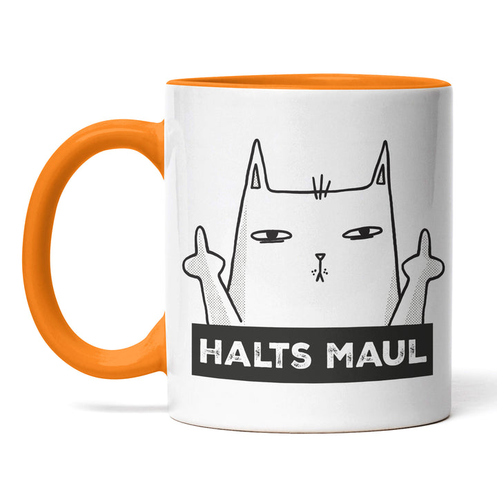 Lustige Tasse "Halts Maul" – Freches Geschenk mit Katzenmotiv