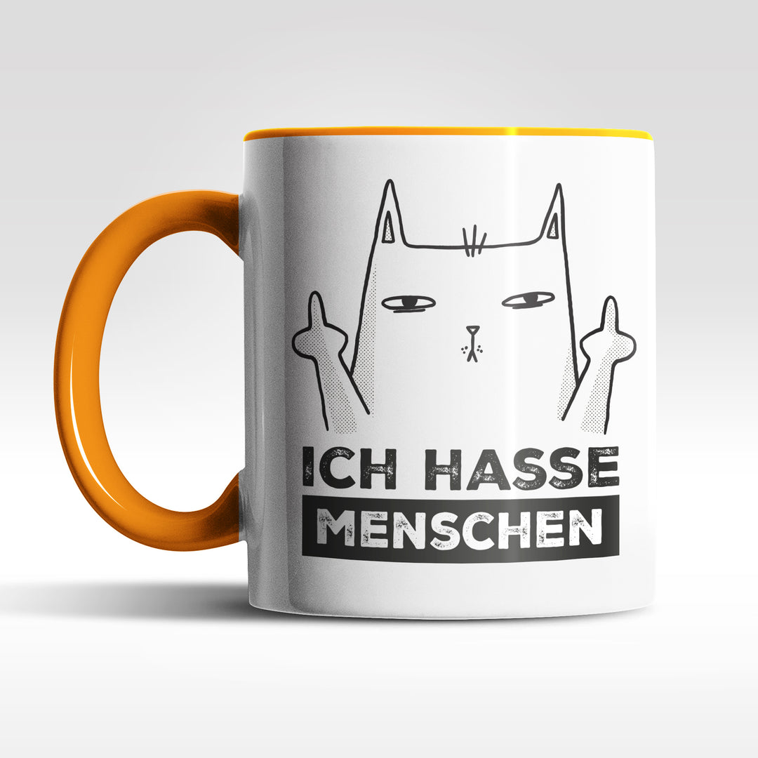 Lustige Tasse "Ich hasse Menschen" – Freches Geschenk mit Katzenmotiv