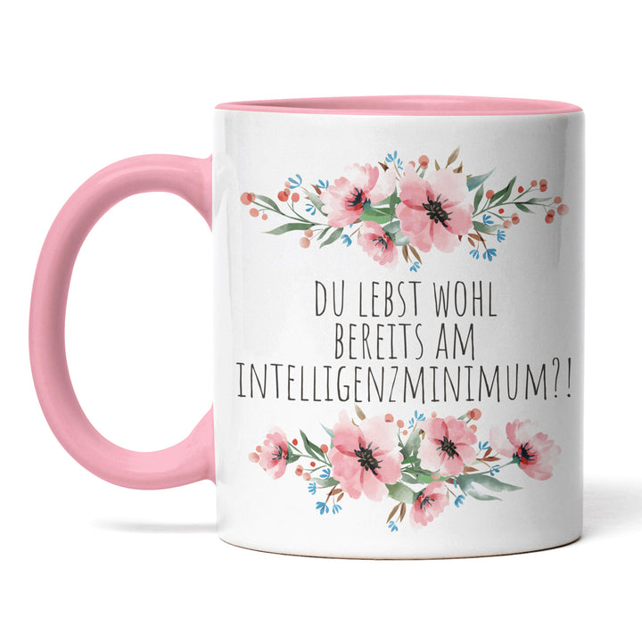 Tasse "Lebst bereits am Intelligenzminimum" – Lustige Sarkasmus-Tasse für Büro & Alltag