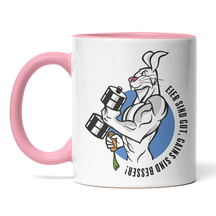 Lustige Tasse "Eier gut, Gains besser!" – Perfekt für Sportler und Fitness-Fans
