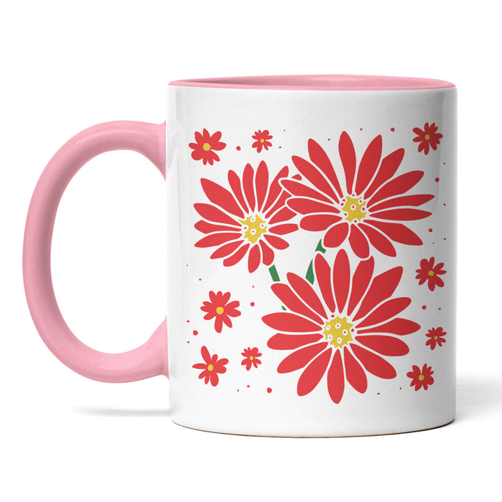 Tasse "Rote Blumen" – Elegantes Geschenk für Blumenliebhaber