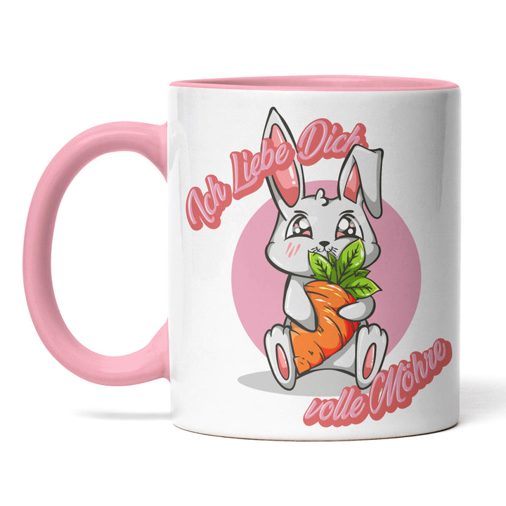 Lustige Tasse "Ich liebe dich volle Möhre" in rosa – Charmantes Geschenk für besondere Menschen
