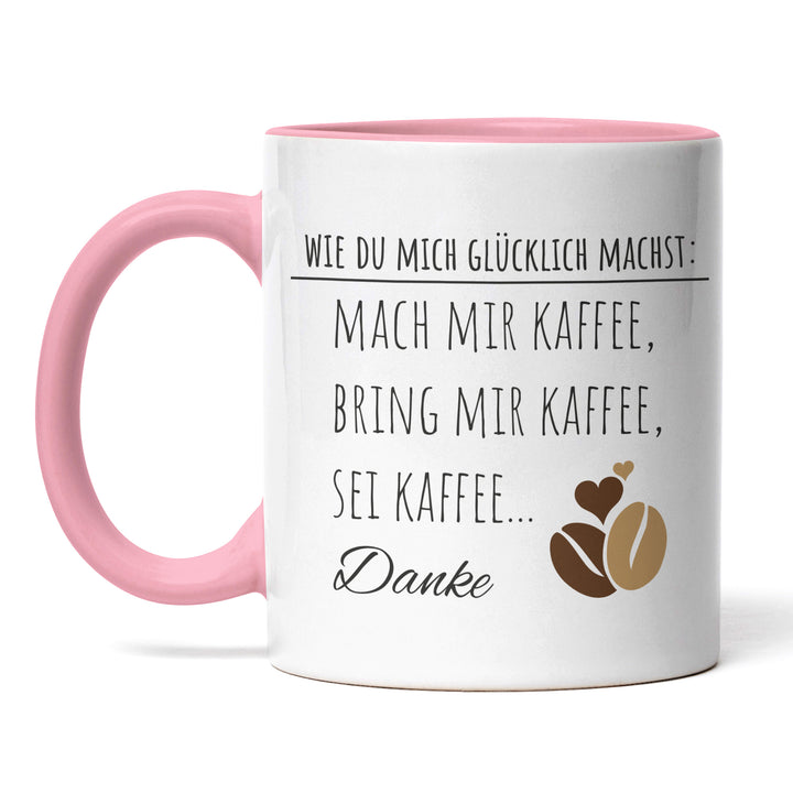 Lustige Tasse "Glücklich Kaffee" – Humorvolles Geschenk für Kaffee-Fans