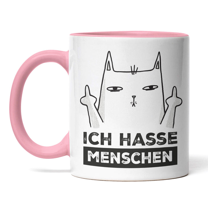 Lustige Tasse "Ich hasse Menschen" – Freches Geschenk mit Katzenmotiv