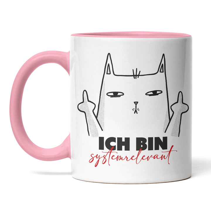 Lustige Tasse "Ich bin systemrelevant" – Freches Geschenk mit Katzenmotiv