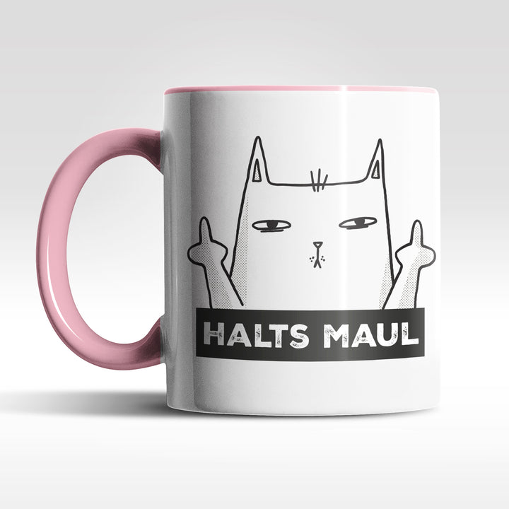 Lustige Tasse "Halts Maul" – Freches Geschenk mit Katzenmotiv