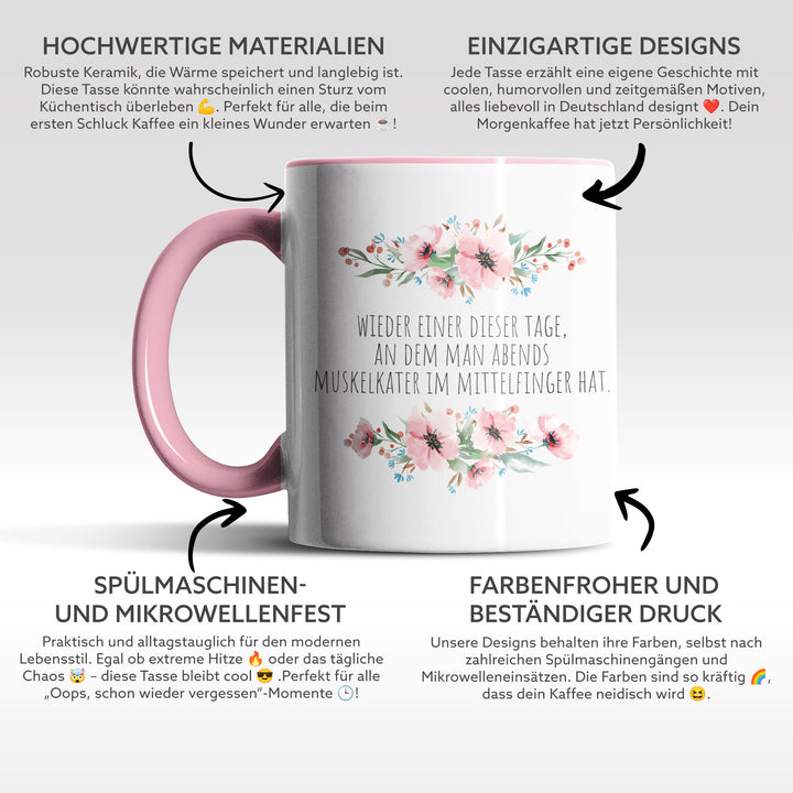 Tasse "Muskelkater im Finger" – Lustige Spruch-Tasse für Gamer & Handy-Junkies