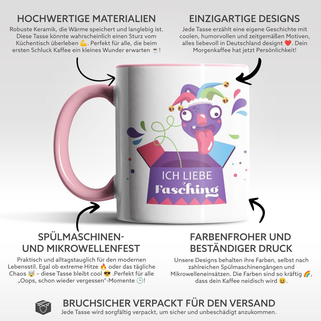 Lustige Tasse "Liebe Fasching" – Geschenkidee für Karnevalisten