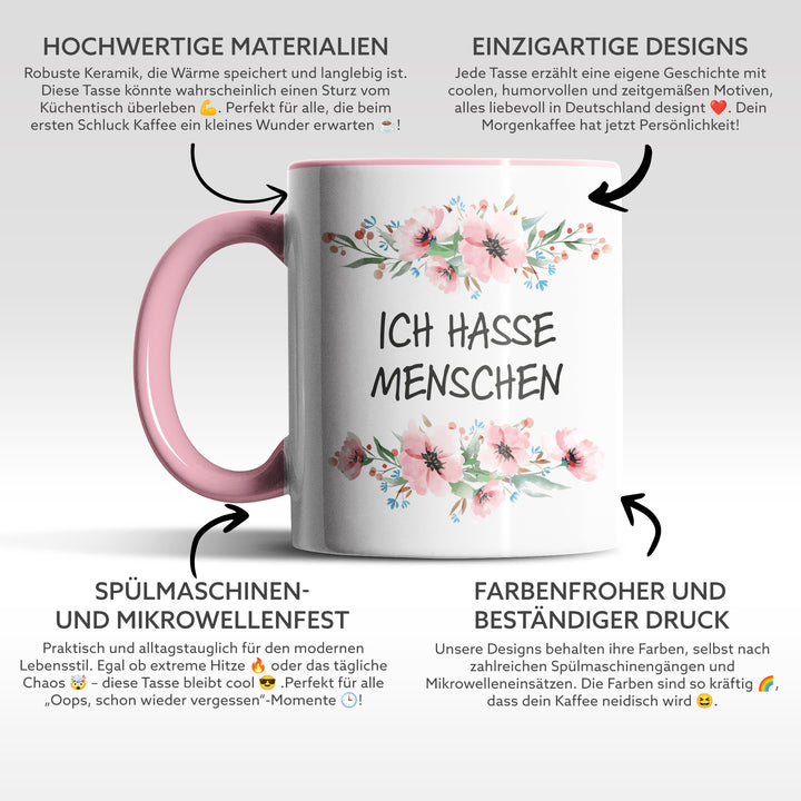 Tasse "Ich hasse Menschen" – Perfektes Geschenk für introvertierte Kaffeejunkies