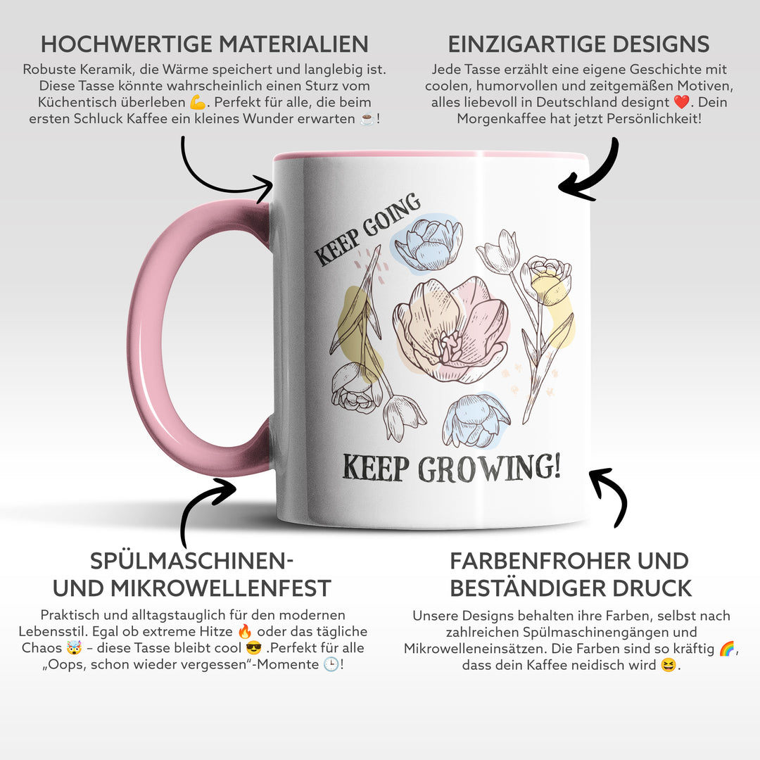 Tasse "Keep Going, Keep Growing" – Perfekte Motivation für den Alltag