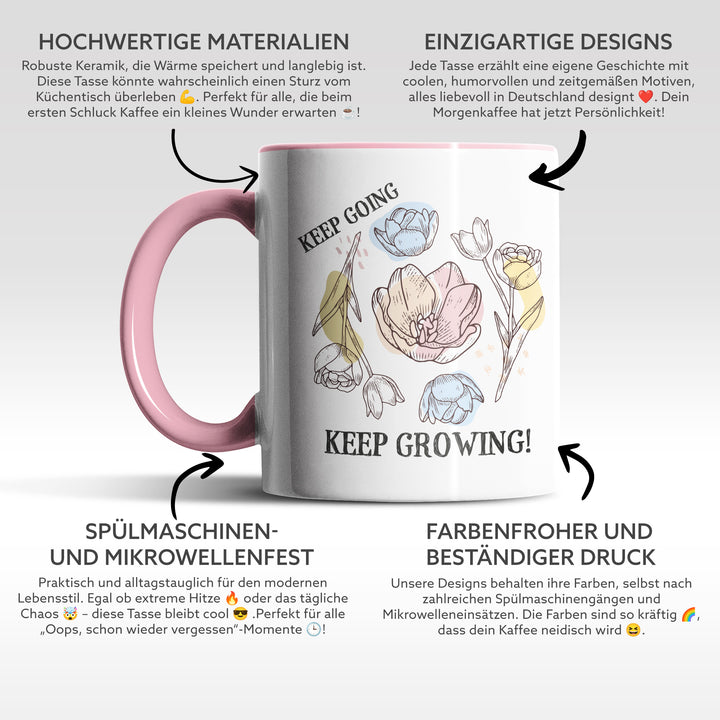 Tasse "Keep Going, Keep Growing" – Perfekte Motivation für den Alltag