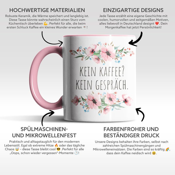 Tasse "Kein Kaffee, kein Gespräch" – Perfekte Statement-Tasse für Morgenmuffel