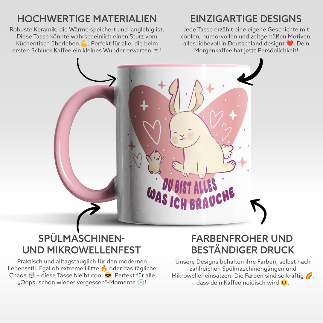 Tasse "Alles was ich brauche" – Motivierende Tasse für den Alltag
