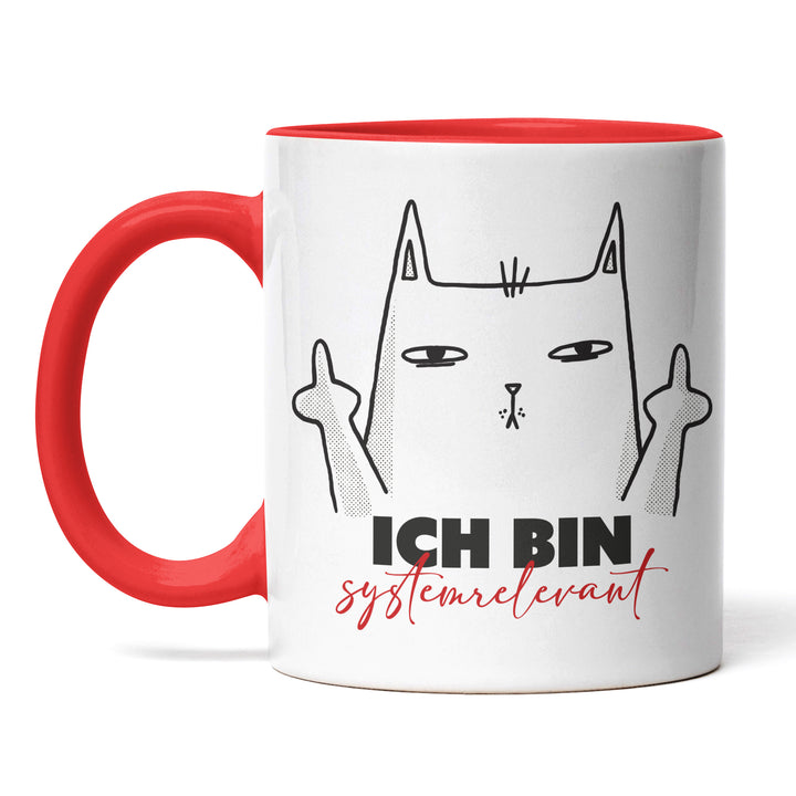 Lustige Tasse "Ich bin systemrelevant" – Freches Geschenk mit Katzenmotiv