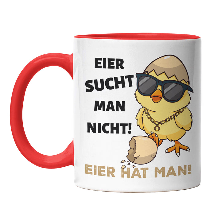 Lustige Tasse "Eier sucht man nicht, Eier hat man 2.0" – Freches Geschenk für Männer & Frauen