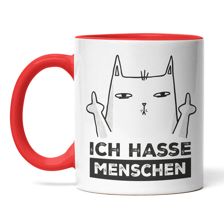 Lustige Tasse "Ich hasse Menschen" – Freches Geschenk mit Katzenmotiv