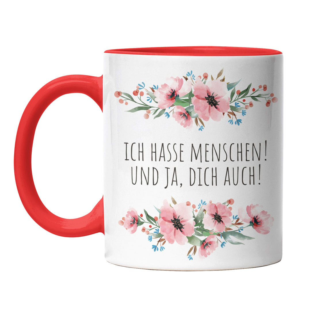 Tasse "Ich hasse Menschen, Ja dich auch" – Lustige Sarkasmus-Tasse für Büro & Alltag