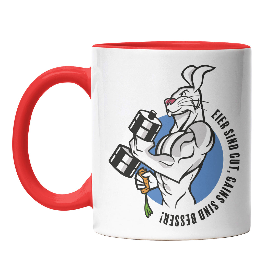 Lustige Tasse "Eier gut, Gains besser!" – Perfekt für Sportler und Fitness-Fans