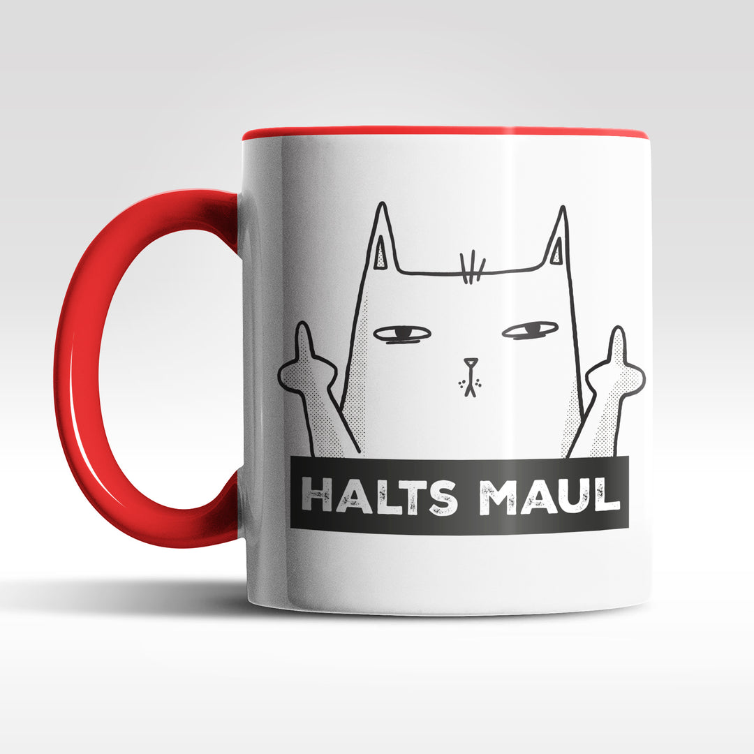 Lustige Tasse "Halts Maul" – Freches Geschenk mit Katzenmotiv