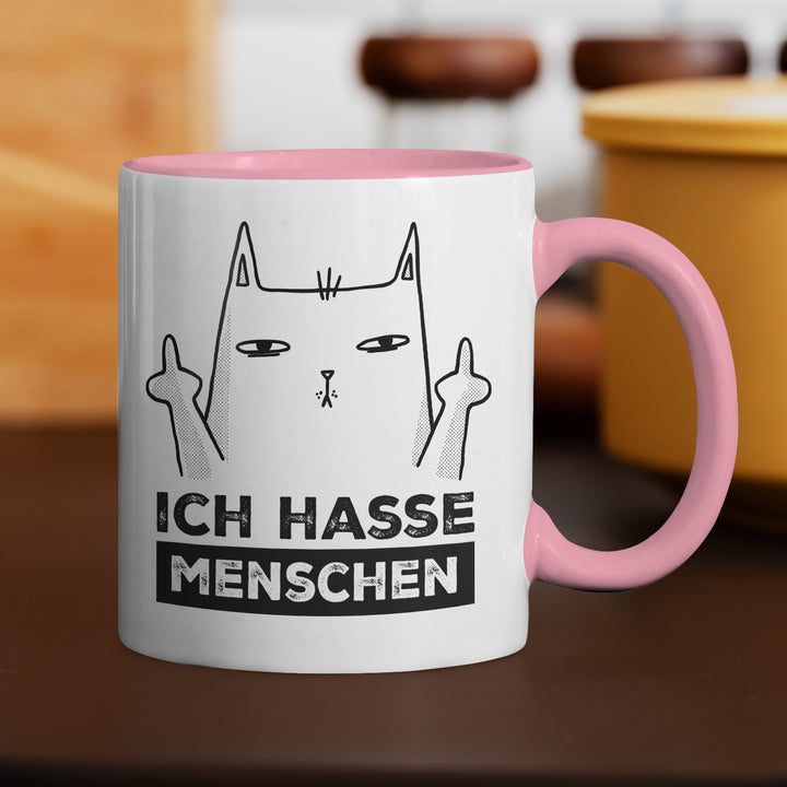 Lustige Tasse "Ich hasse Menschen" – Freches Geschenk mit Katzenmotiv