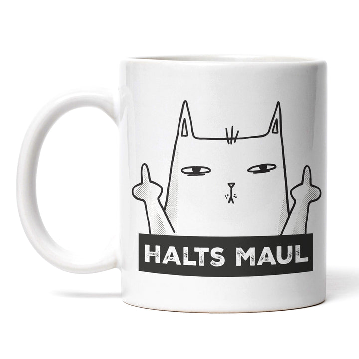 Lustige Tasse "Halts Maul" – Freches Geschenk mit Katzenmotiv