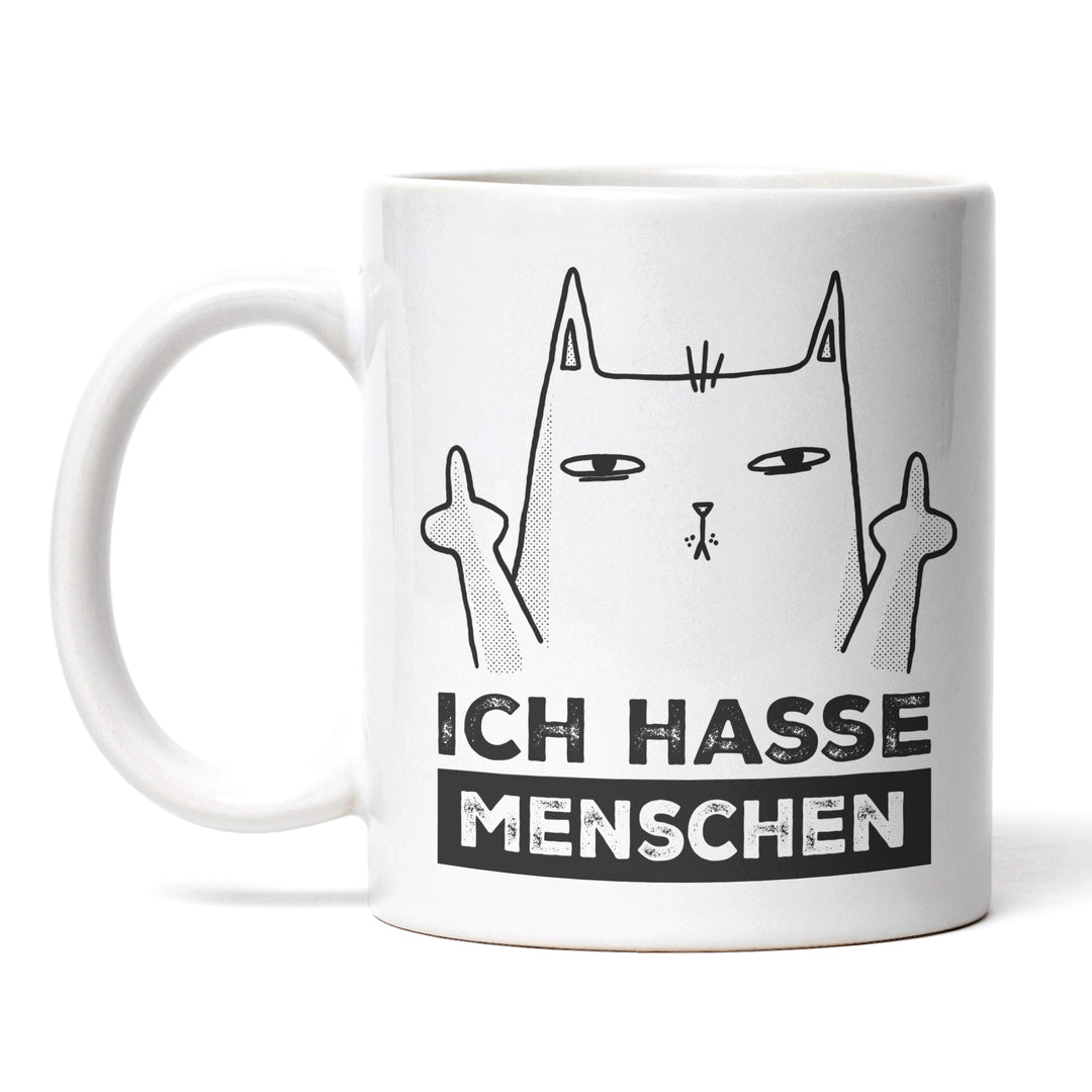 Lustige Tasse "Ich hasse Menschen" – Freches Geschenk mit Katzenmotiv