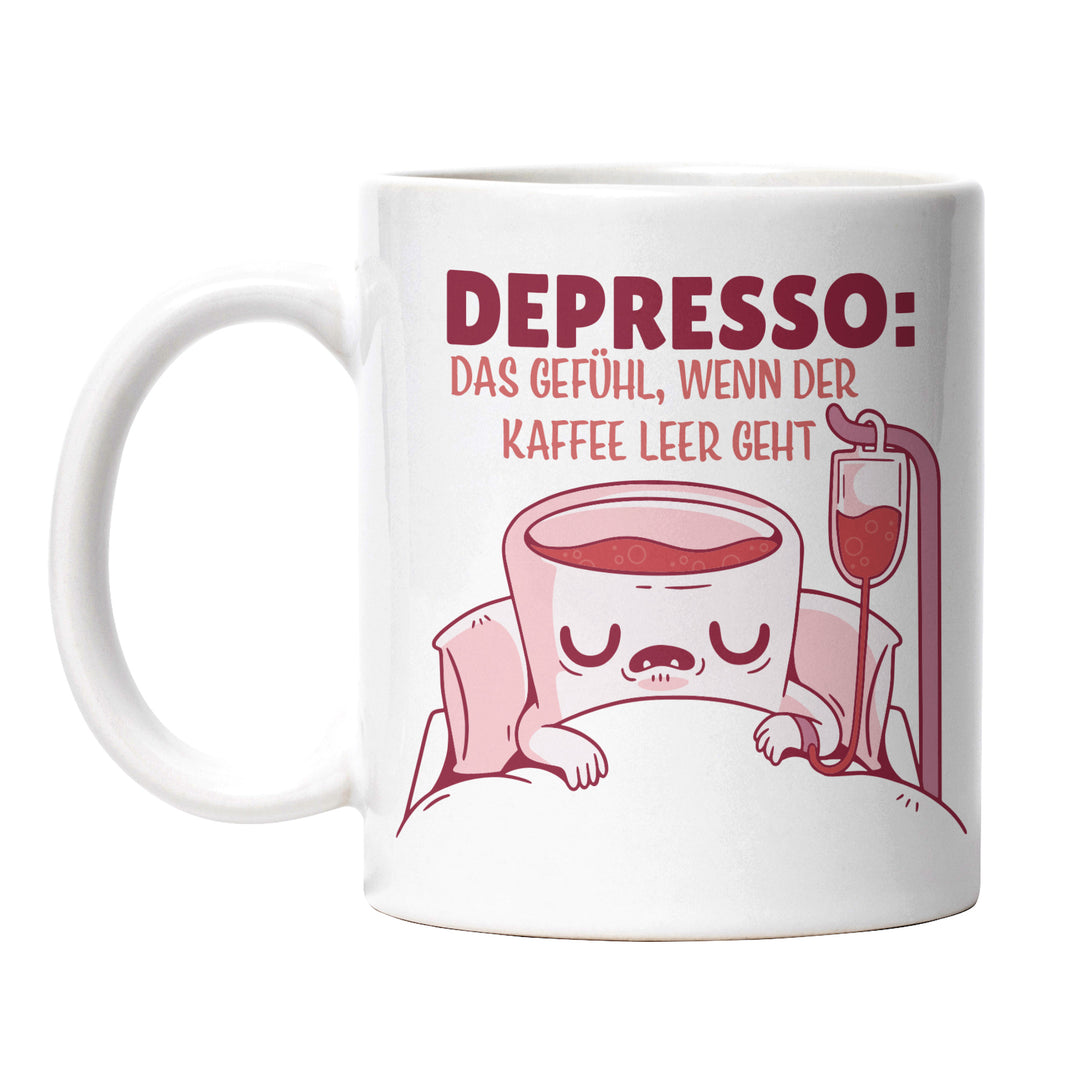 Tasse "Depresso" – Lustiges Geschenk für Kaffeejunkies & Morgenmuffel